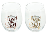 Parks and Recreation "Treat Yo Self" 17-Ounce Stemless Wine Glasses | Set Of 2