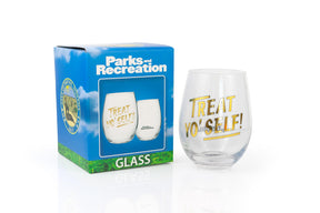 Parks and Recreation Treat Yo Self Stemless Wine Glass | Gold