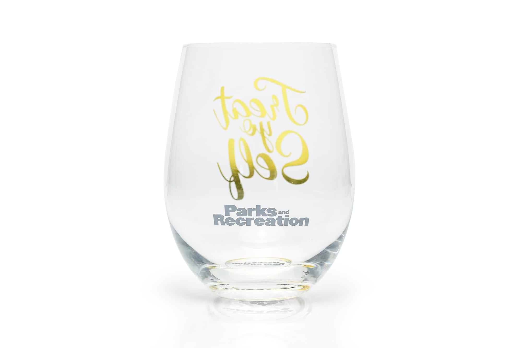 Parks and Recreation Treat Yo Self Stemless Wine Glass | Pink