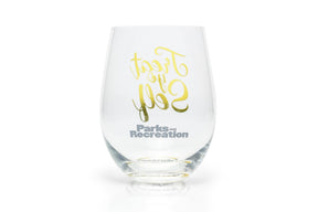 Parks and Recreation Treat Yo Self Stemless Wine Glass | Pink