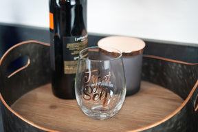Parks and Recreation Treat Yo Self Stemless Wine Glass | Pink