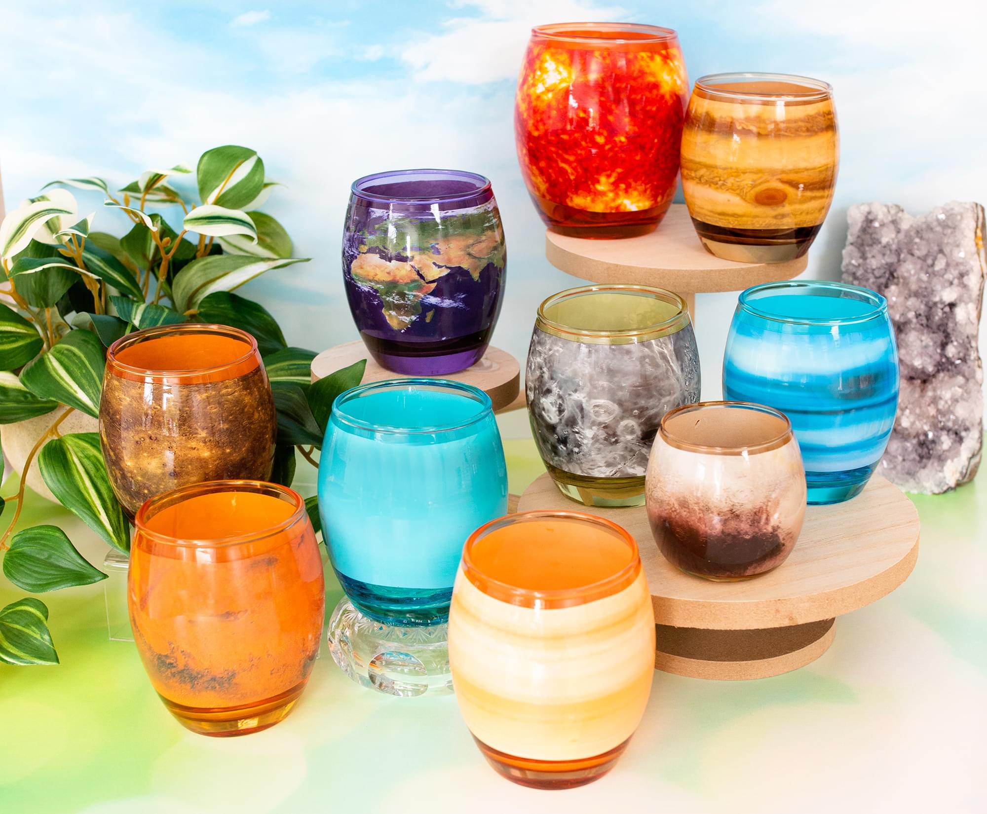 Solar System Planetary Glasses Set of 10 | Each Holds 4-10 Ounces