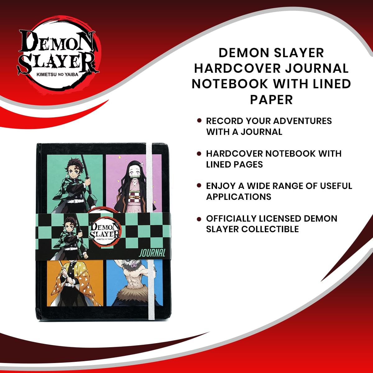 Demon Slayer Hardcover Journal Notebook With Lined Paper