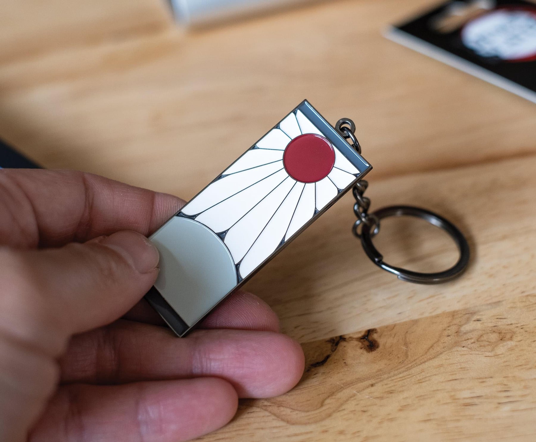 Demon Slayer Tanjiro Kamado Hanafuda Metal Pendant Keychain