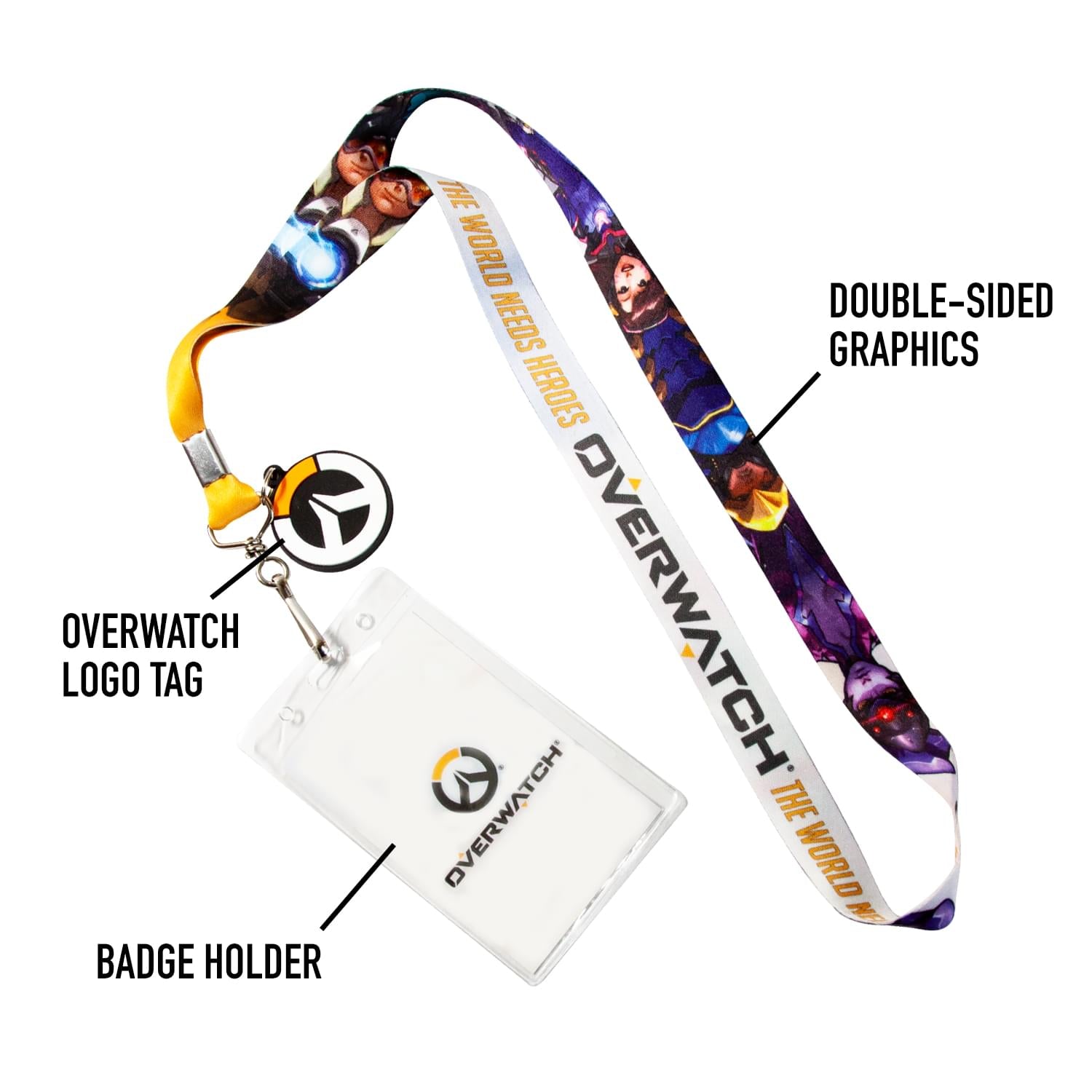 OFFICIAL Overwatch Lanyard | Feat. D. Va & More | Includes ID Holder & Logo Coin