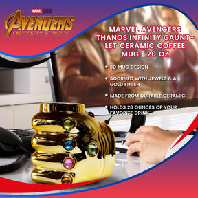 Marvel Avengers Thanos Infinity Gauntlet Ceramic Coffee Mug | 20 Oz