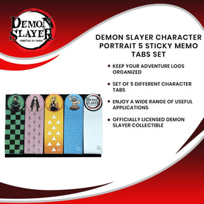 Demon Slayer Character Portrait 5 Sticky Memo Tabs Set