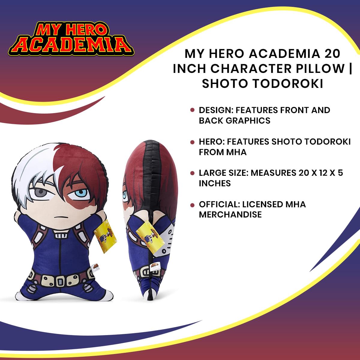 My Hero Academia 20 Inch Character Pillow | Shoto Todoroki