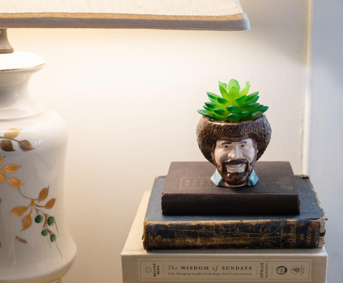 Bob Ross Ceramic Planter W Artificial Plant Free Shipping bob-ross-ceramic-planter-w-artificial-plant-free-shipping
