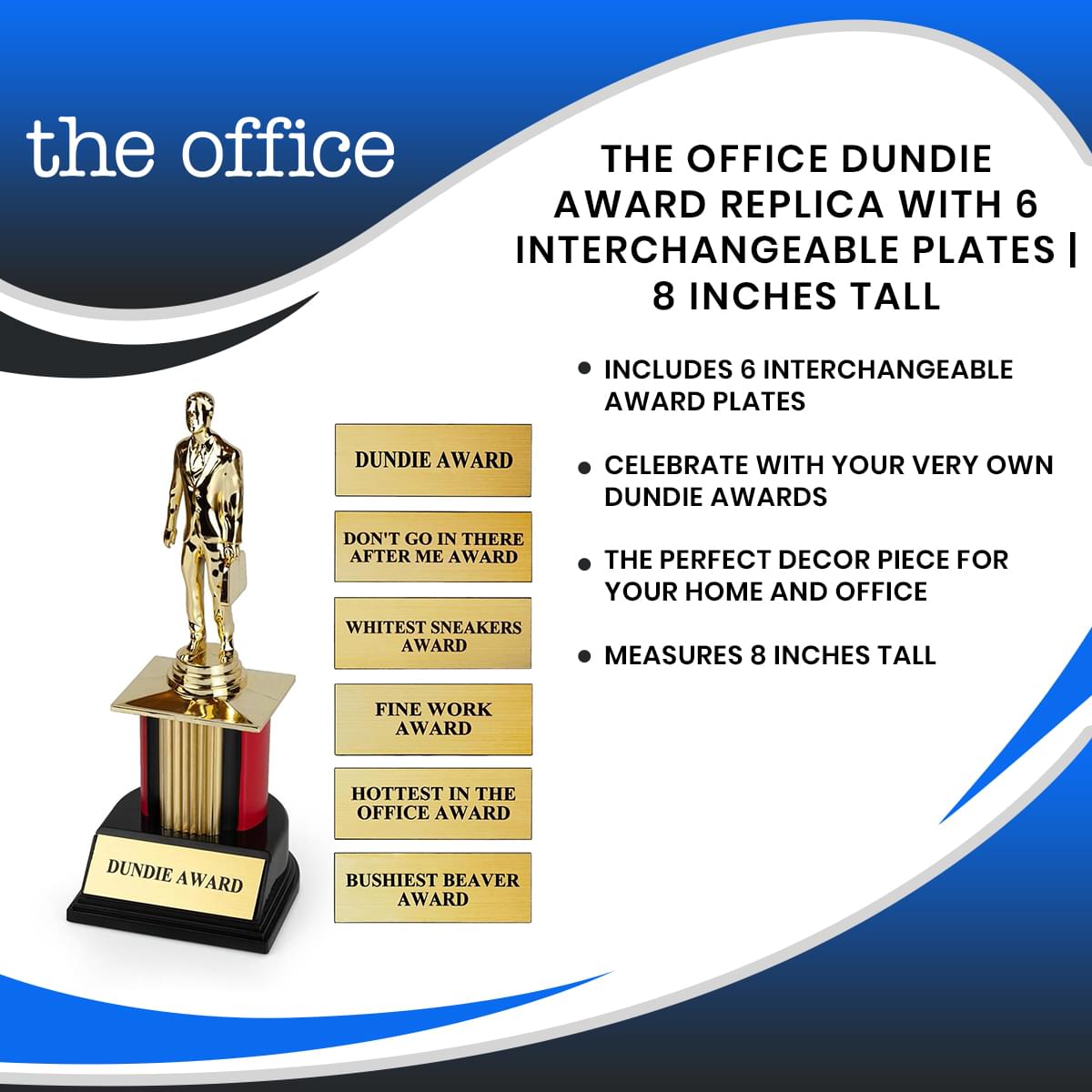 The Office Dundie Award Replica With 6 Interchangeable Plates | 8 Inches Tall