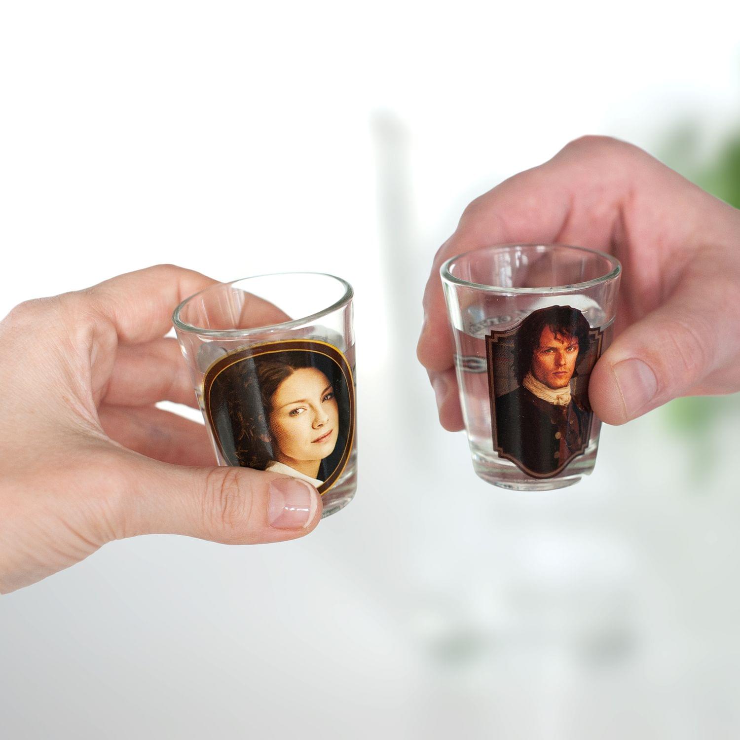 Outlander Collectibles Jamie and Claire Fraser Shot Glasses | Collectors Edition