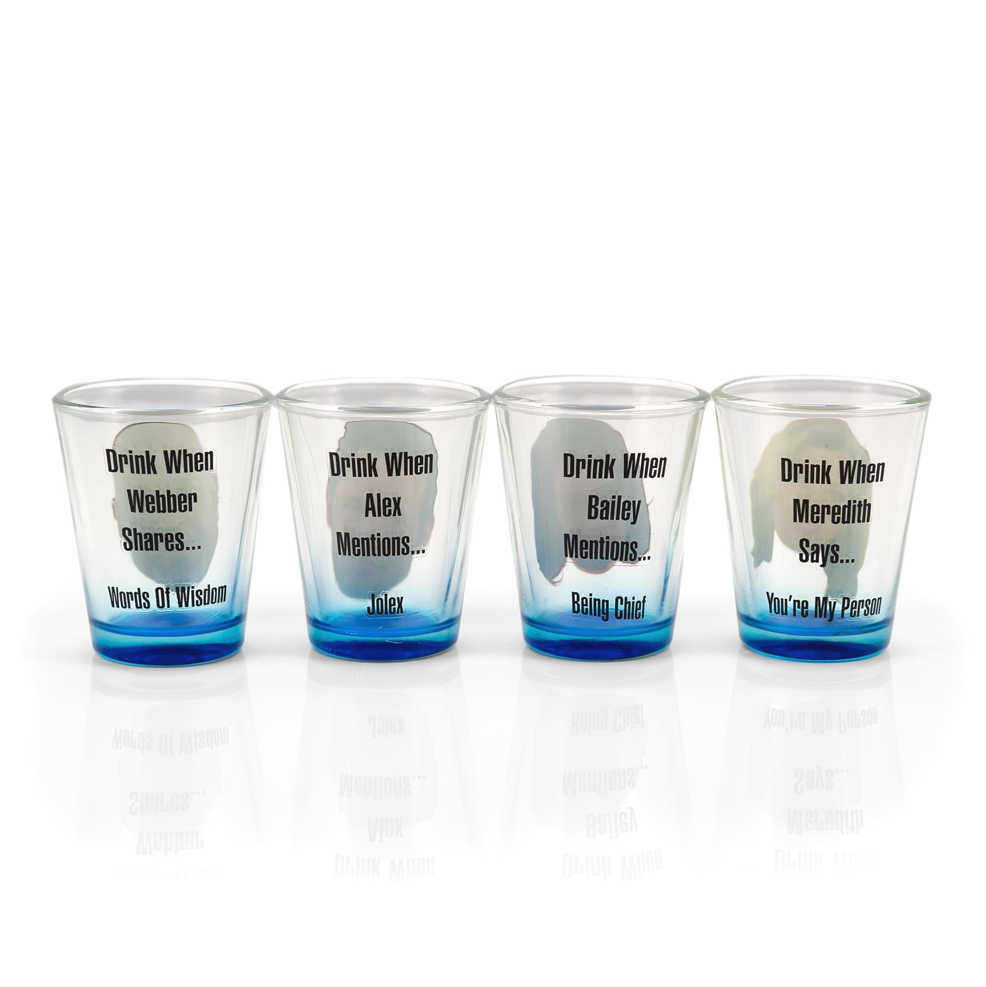 Greys Anatomy Drinking Game | Set Of 4 Character Shot Glasses | 2 Ounces Each