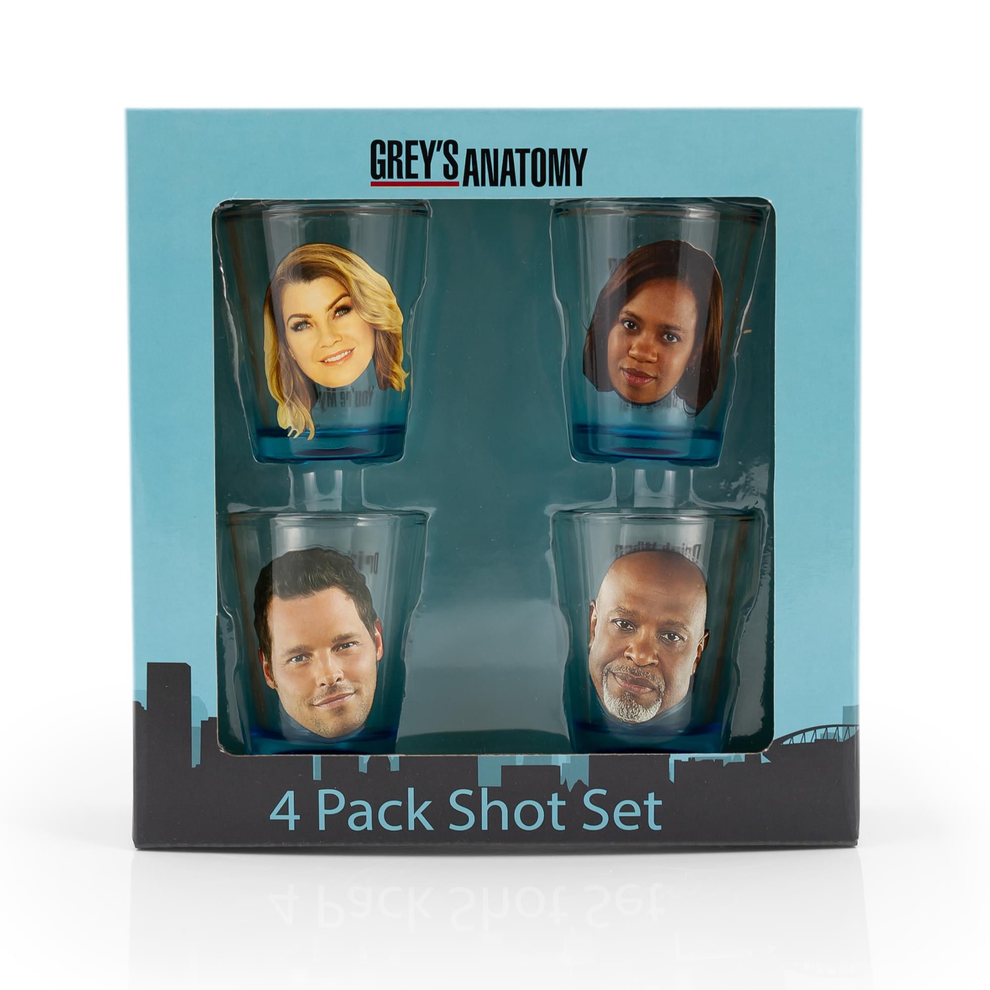 Greys Anatomy Drinking Game | Set Of 4 Character Shot Glasses | 2 Ounces Each