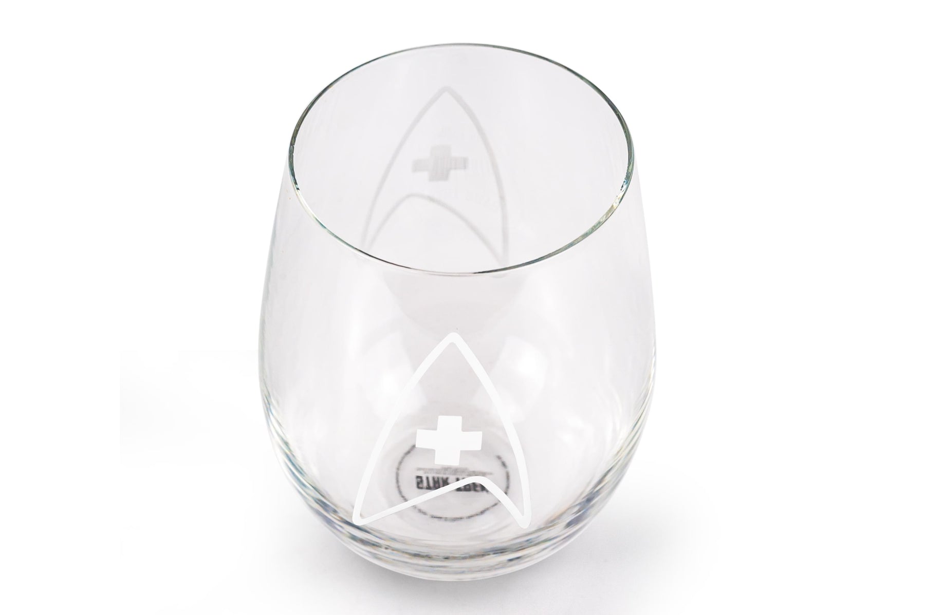 Star Trek Stemless Wine Glass Decorative Etched Medical Emblem | Holds 20 Ounces
