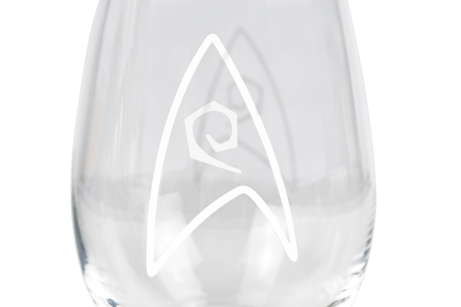 Star Trek Stemless Wine Glass Decorative Etched Engineering Emblem | Holds 20 Ounces