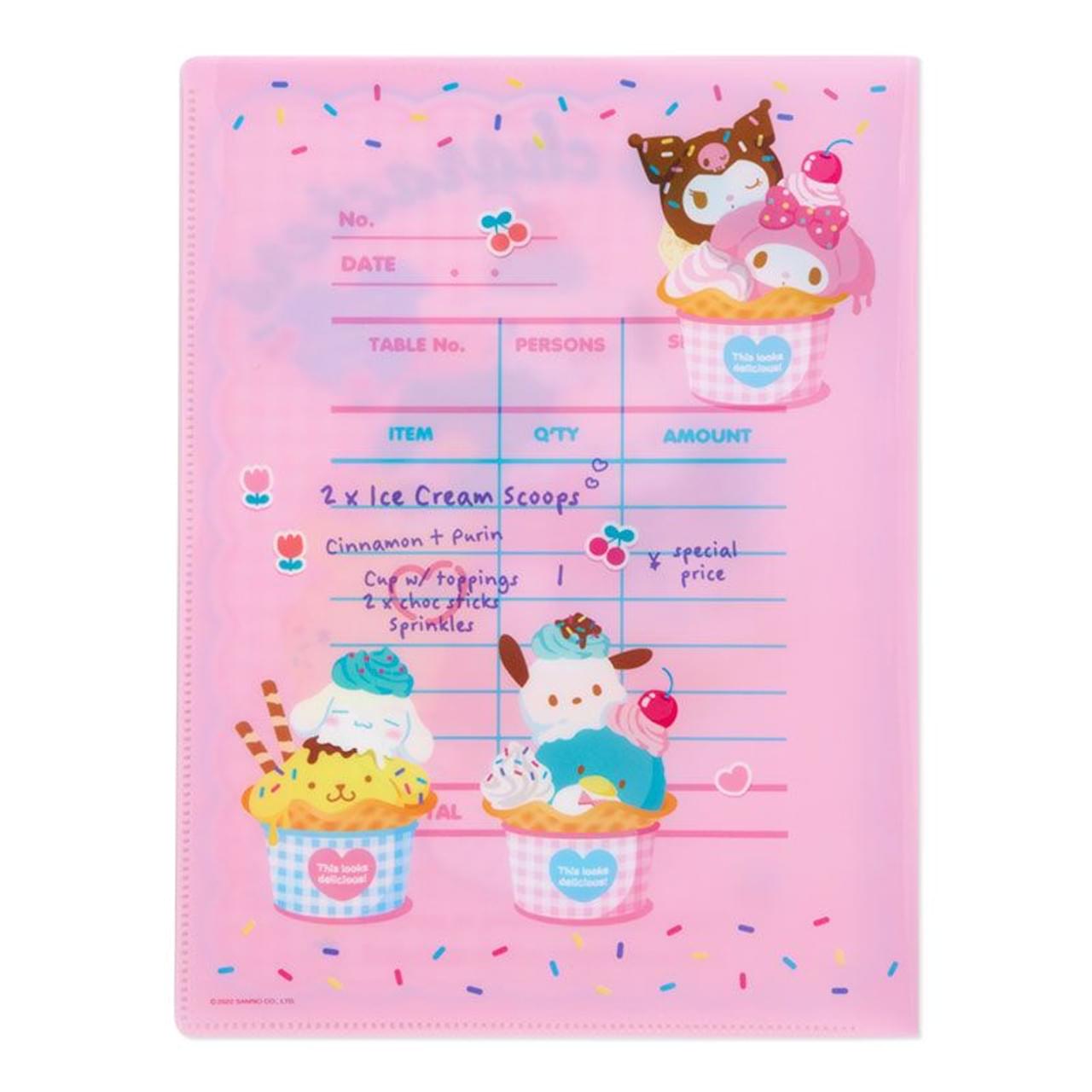 Sanrio Character Ice Cream Parlor Clear 2 Pocket File Folder