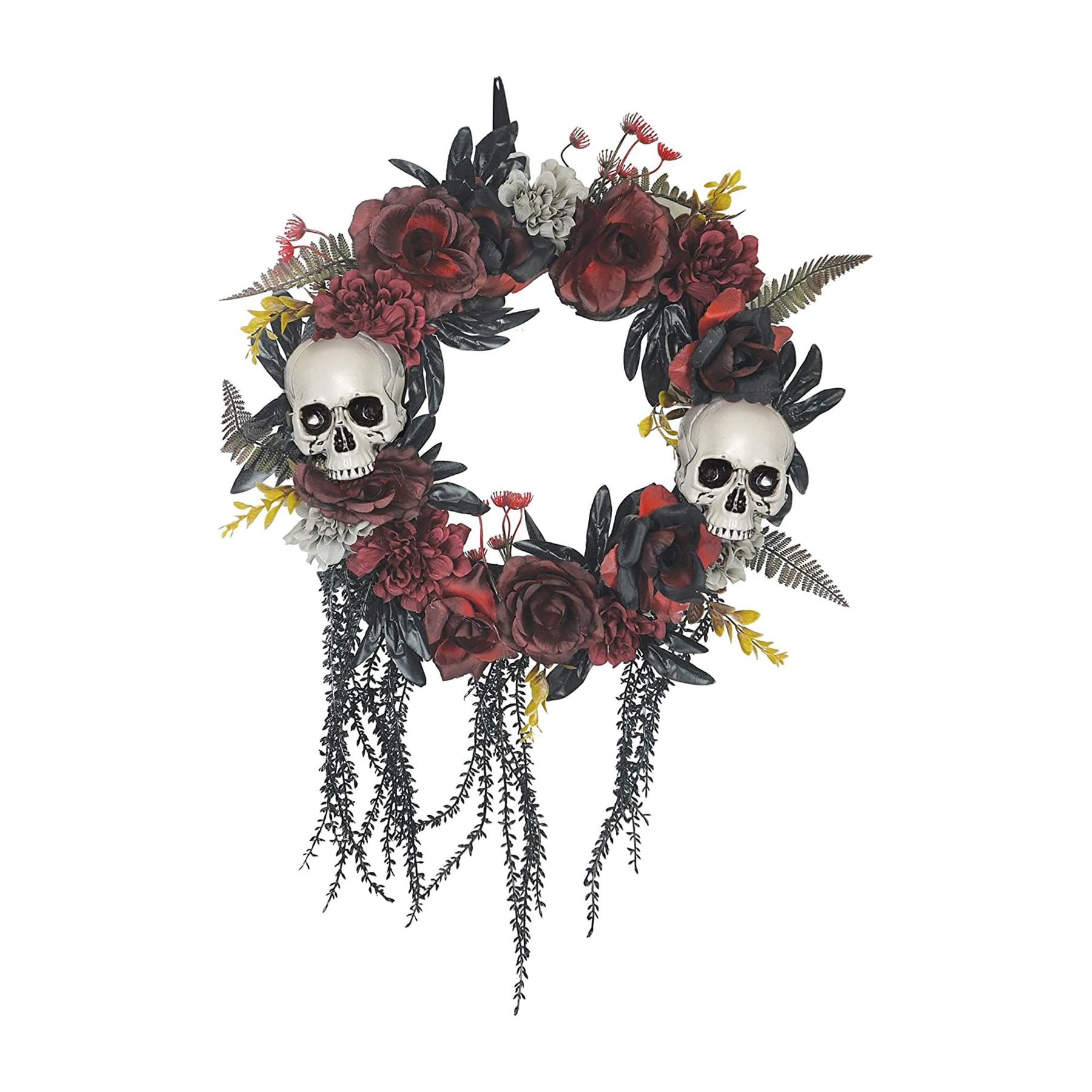 Wreath with Skulls and Roses Halloween Doecoration