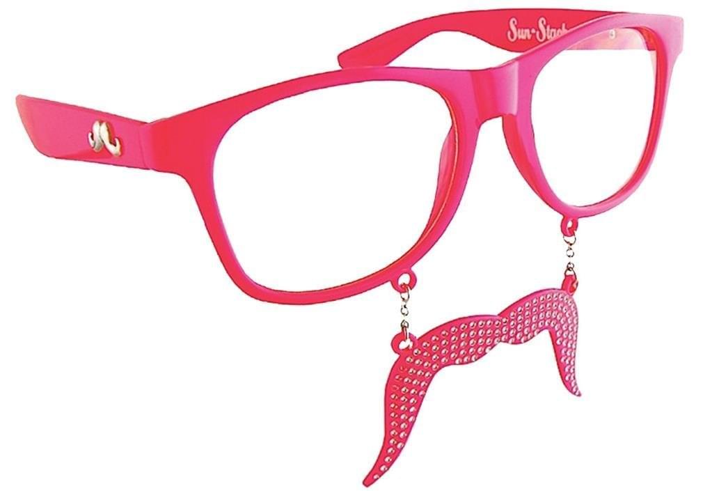 Sunstache Pink Stache Clear Costume Glasses