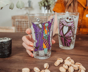 Disney Nightmare Before Christmas Jack & Sally 16-Ounce Pint Glasses | Set of 4