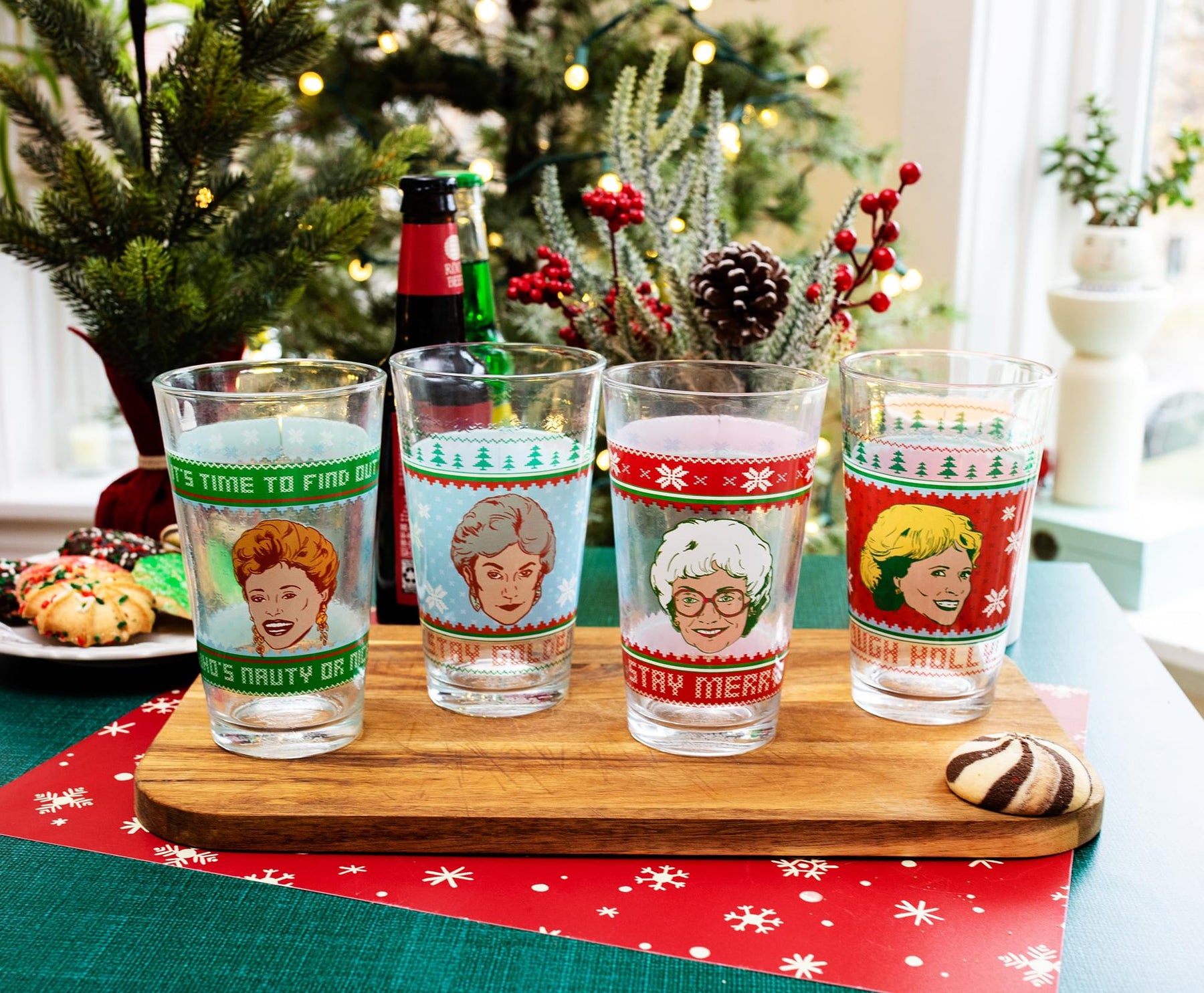 The Golden Girls Holiday Sweater 16-Ounce Pint Glasses | Set of 4
