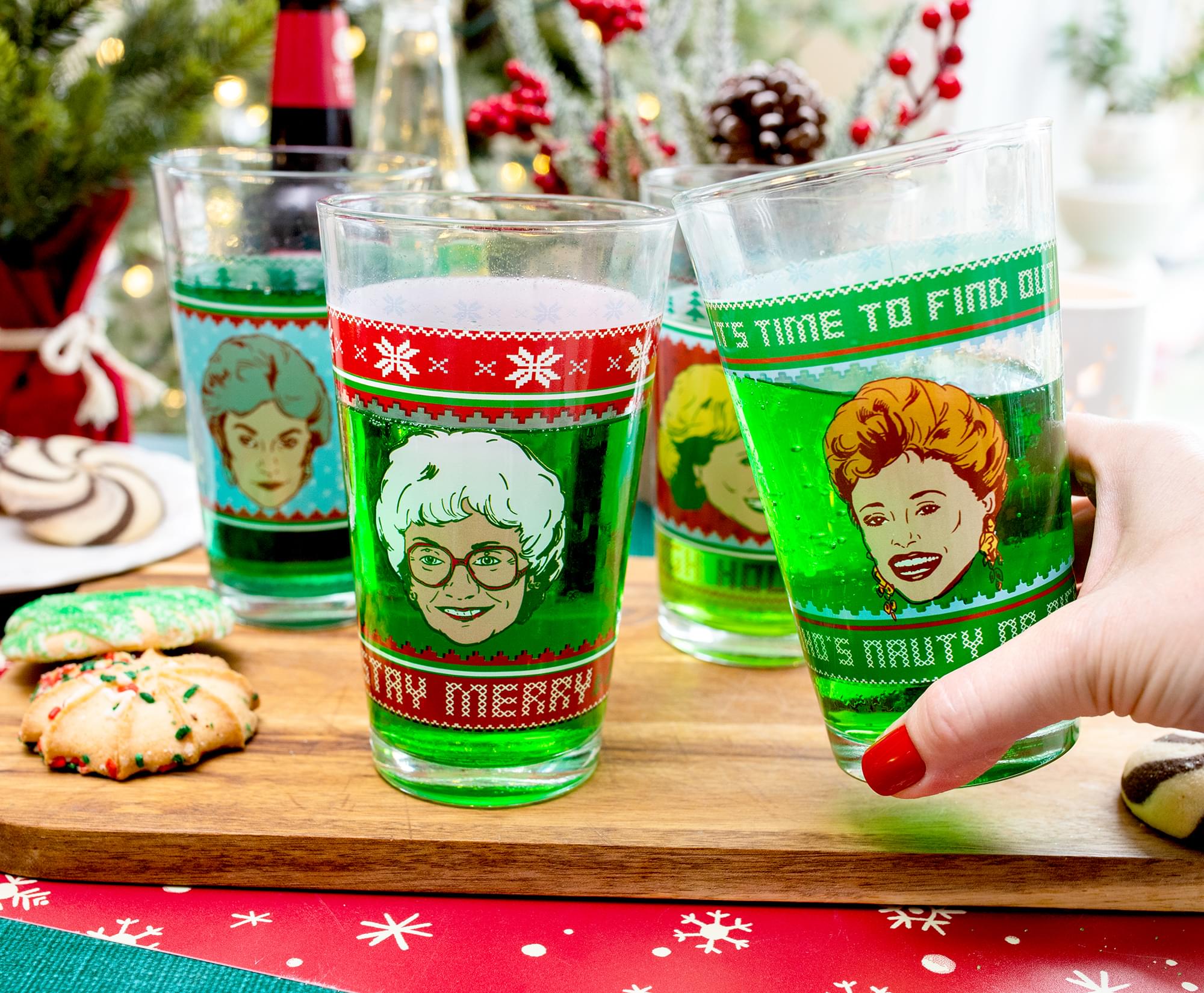 The Golden Girls Holiday Sweater 16-Ounce Pint Glasses | Set of 4