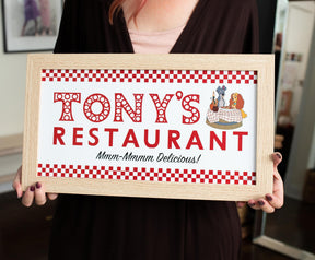 Disney Lady and the Tramp Tony's Restaurant Wood Framed Wall Art Decor