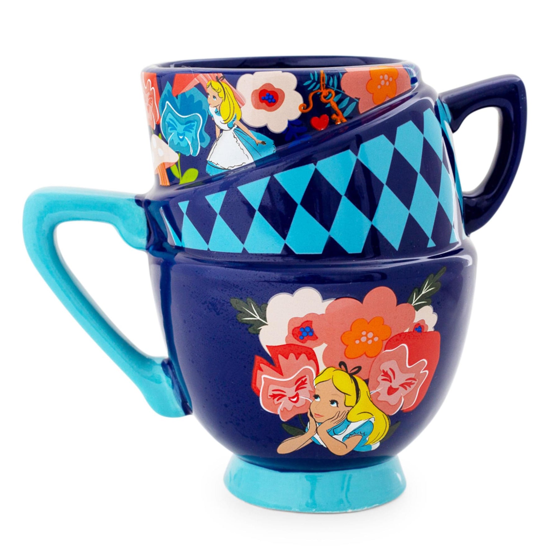 Disney Alice in Wonderland Stacked Teacups Sculpted Ceramic Mug | Holds 20 Ounce