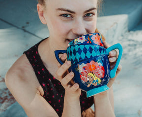 Disney Alice in Wonderland Stacked Teacups Sculpted Ceramic Mug | Holds 20 Ounce