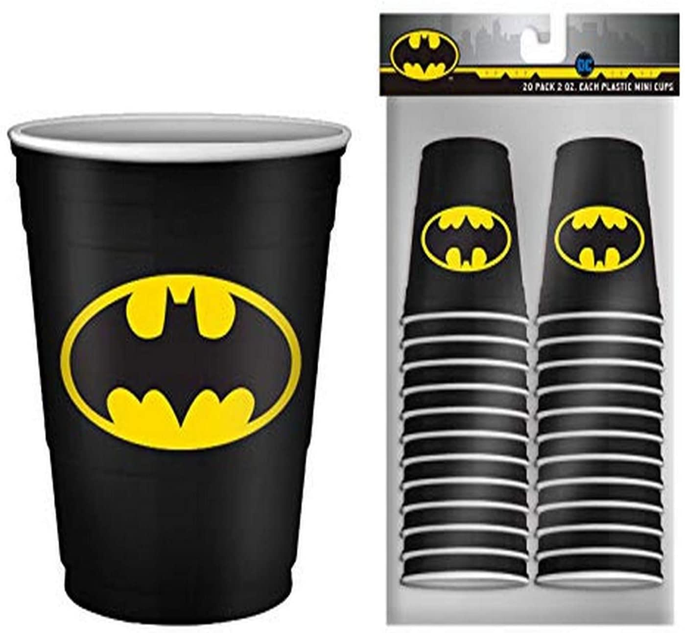 DC Comics Batman Logo 2-Ounce Disposable Plastic Mini Cups | Set of 20