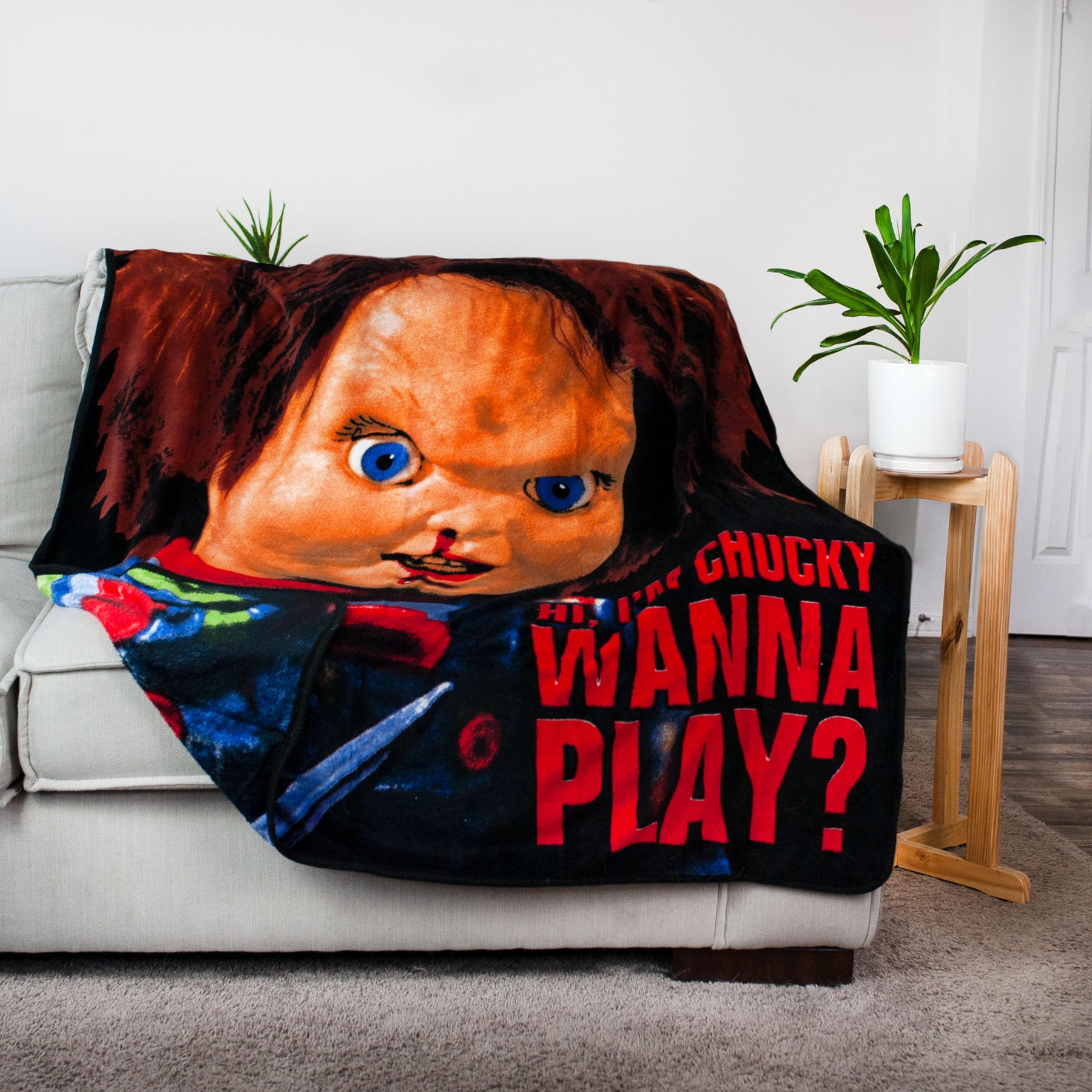 Child's Play Chucky "Wanna Play" Fleece Throw Blanket | 50 x 60 Inches