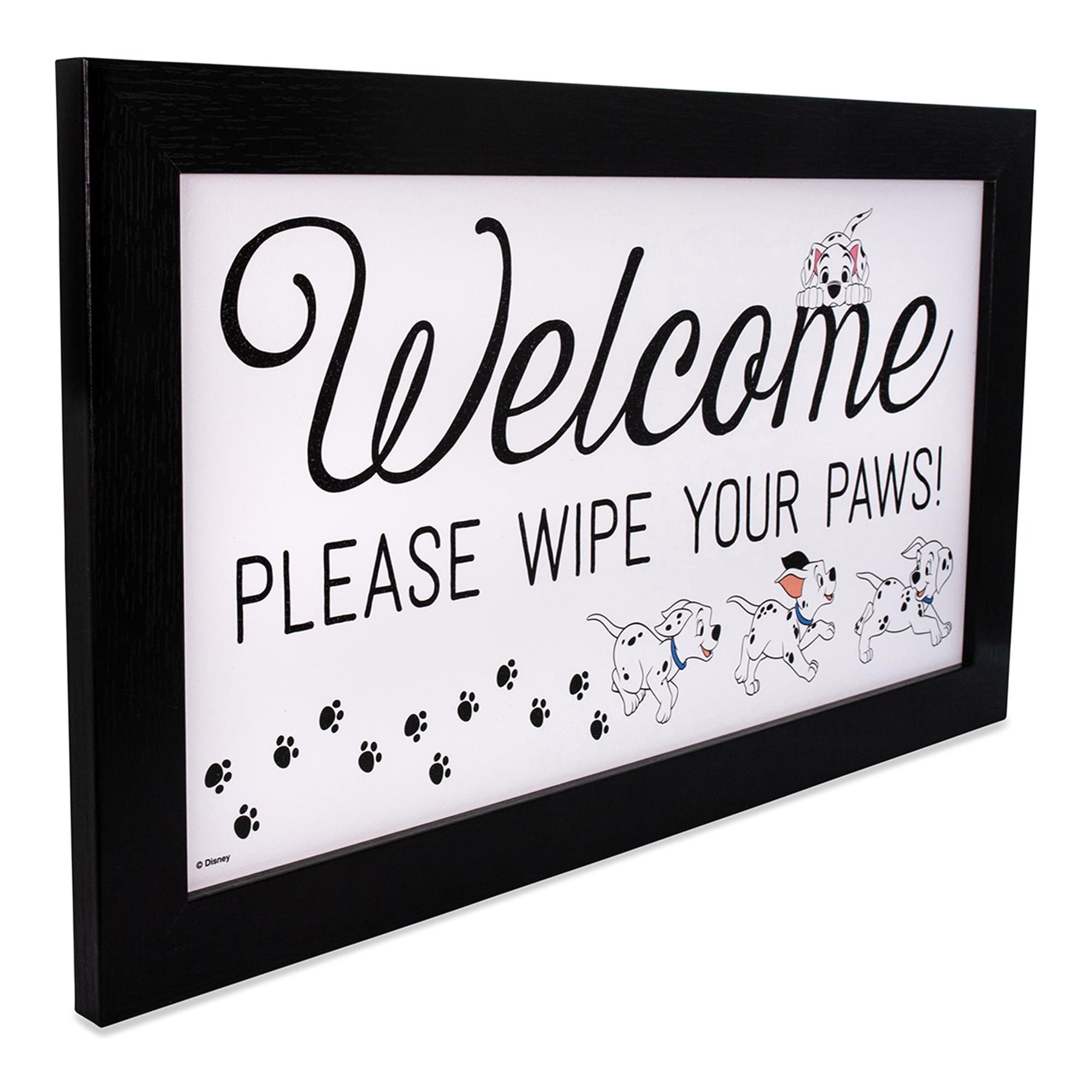 Disney 101 Dalmatians "Wipe Your Paws" Hanging Sign Gel Coat Framed Wall Art