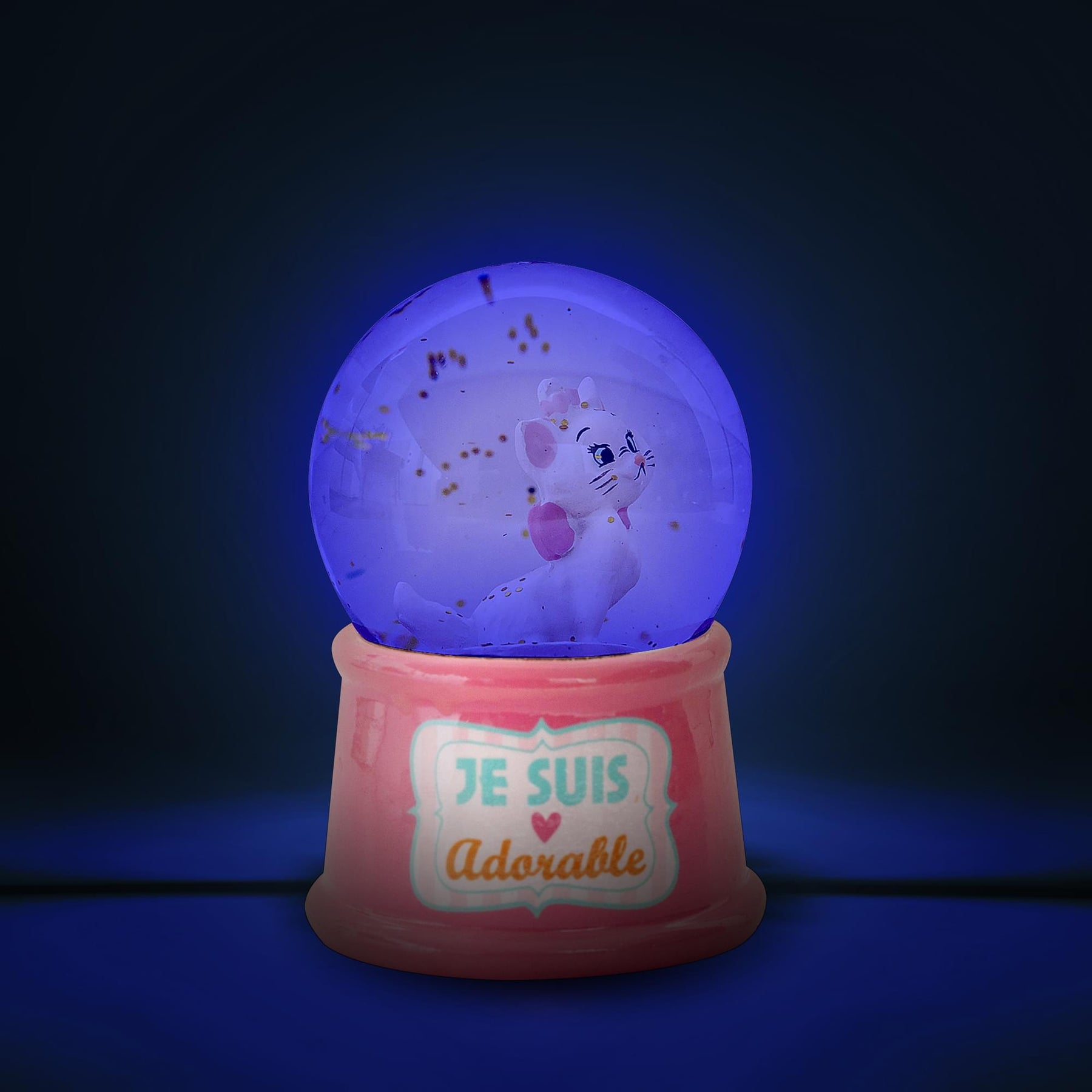 Disney Aristocats Marie "Je Suis Adorable" Light-Up Mini Snow Globe