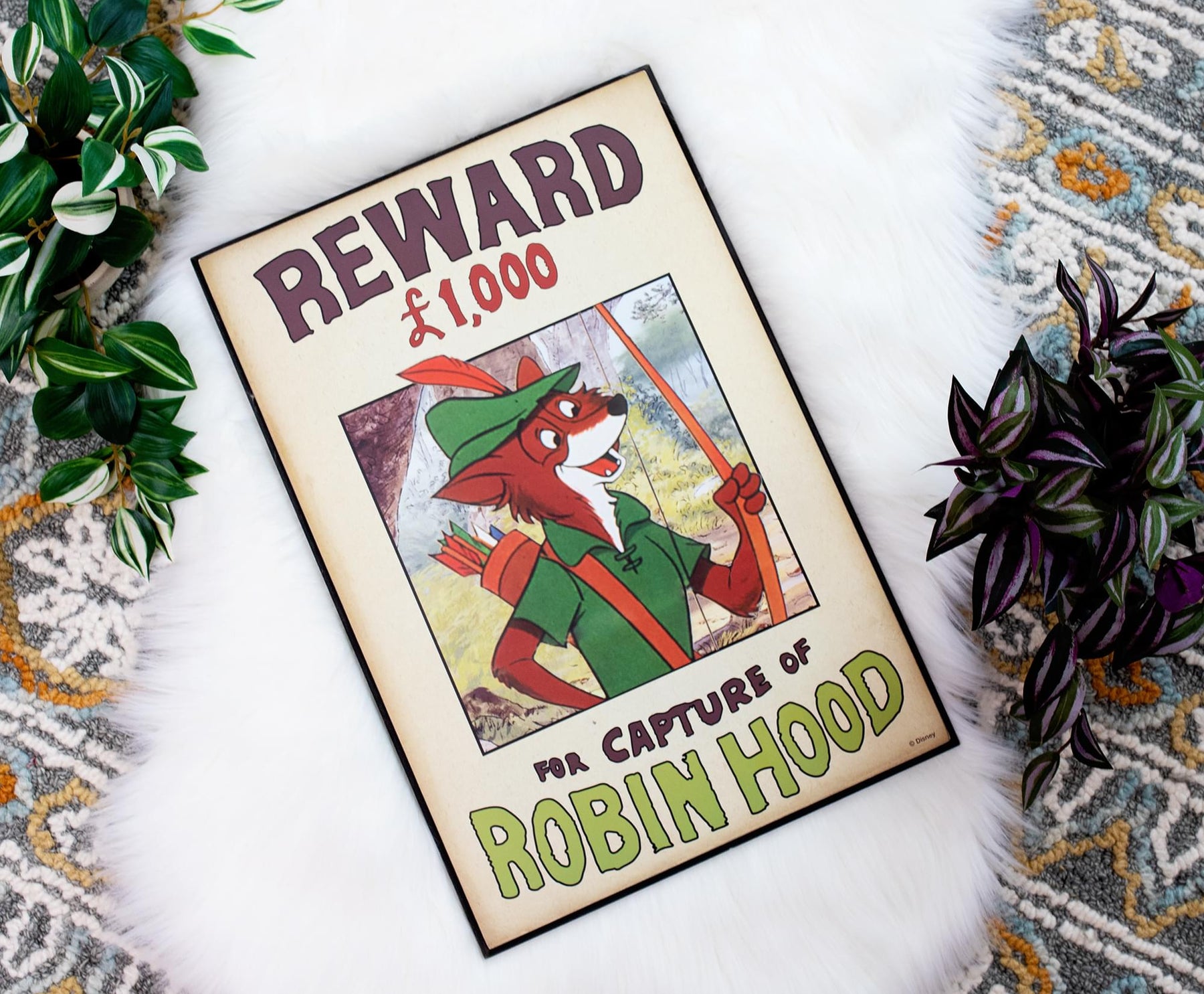 Disney Robin Hood Reward Poster Wood Wall Art Sign