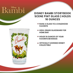 Disney Bambi Storybook Scene Pint Glass | Holds 16 Ounces