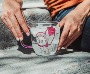 Disney The Aristocats Marie "XOXO" Glitter Handle Glass Mug | Holds 14 Ounces