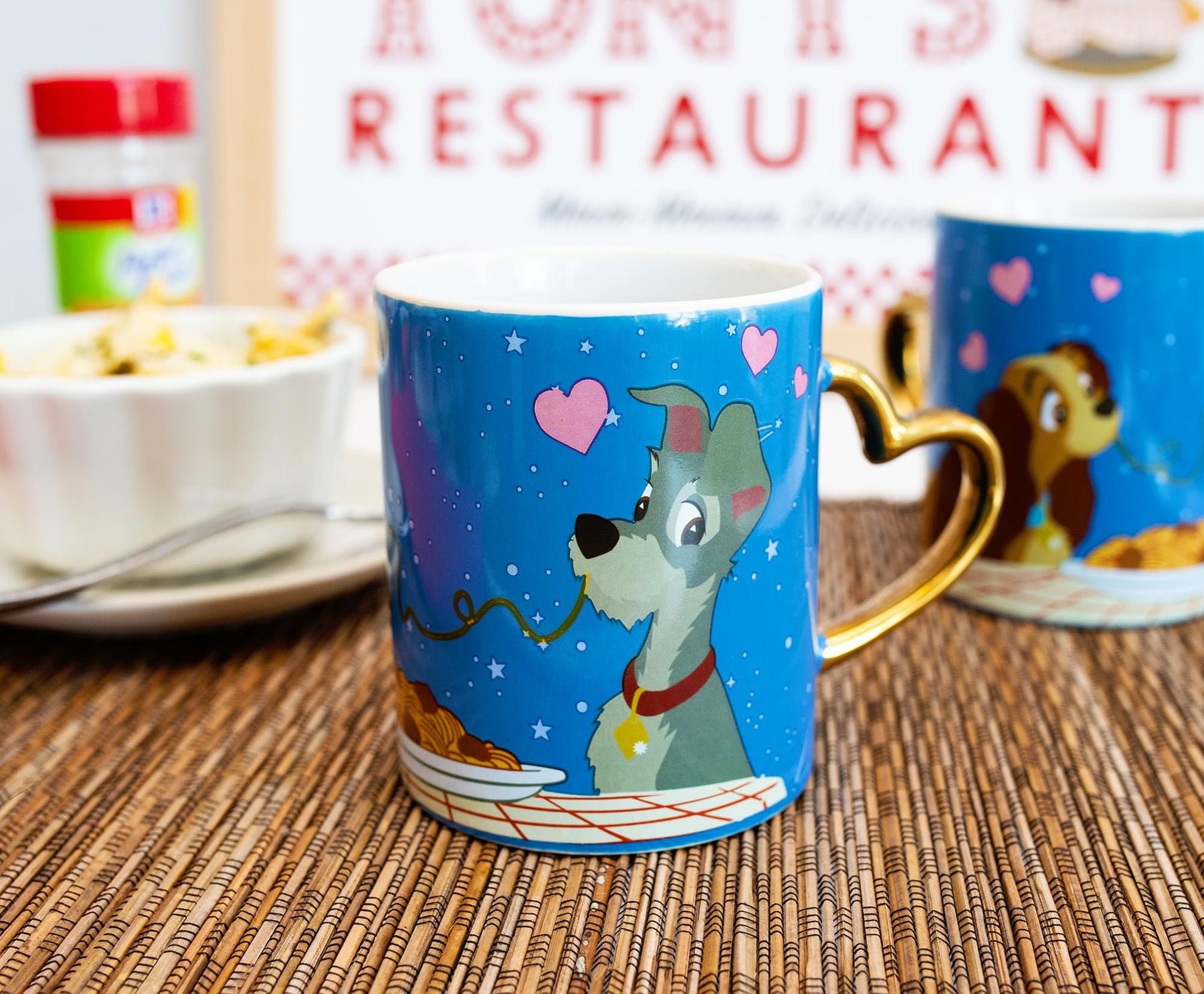 Disney Lady and the Tramp 14-Ounce Heart-Shaped Handle Ceramic Mugs | Set of 2