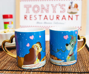 Disney Lady and the Tramp 14-Ounce Heart-Shaped Handle Ceramic Mugs | Set of 2