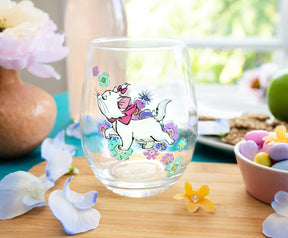 Disney The Aristocats Marie Walking Teardrop Stemless Wine Glass | Holds 20 Ounces