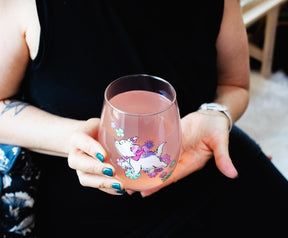 Disney The Aristocats Marie Walking Teardrop Stemless Wine Glass | Holds 20 Ounces