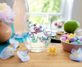 Disney The Aristocats Marie Walking Teardrop Stemless Wine Glass | Holds 20 Ounces