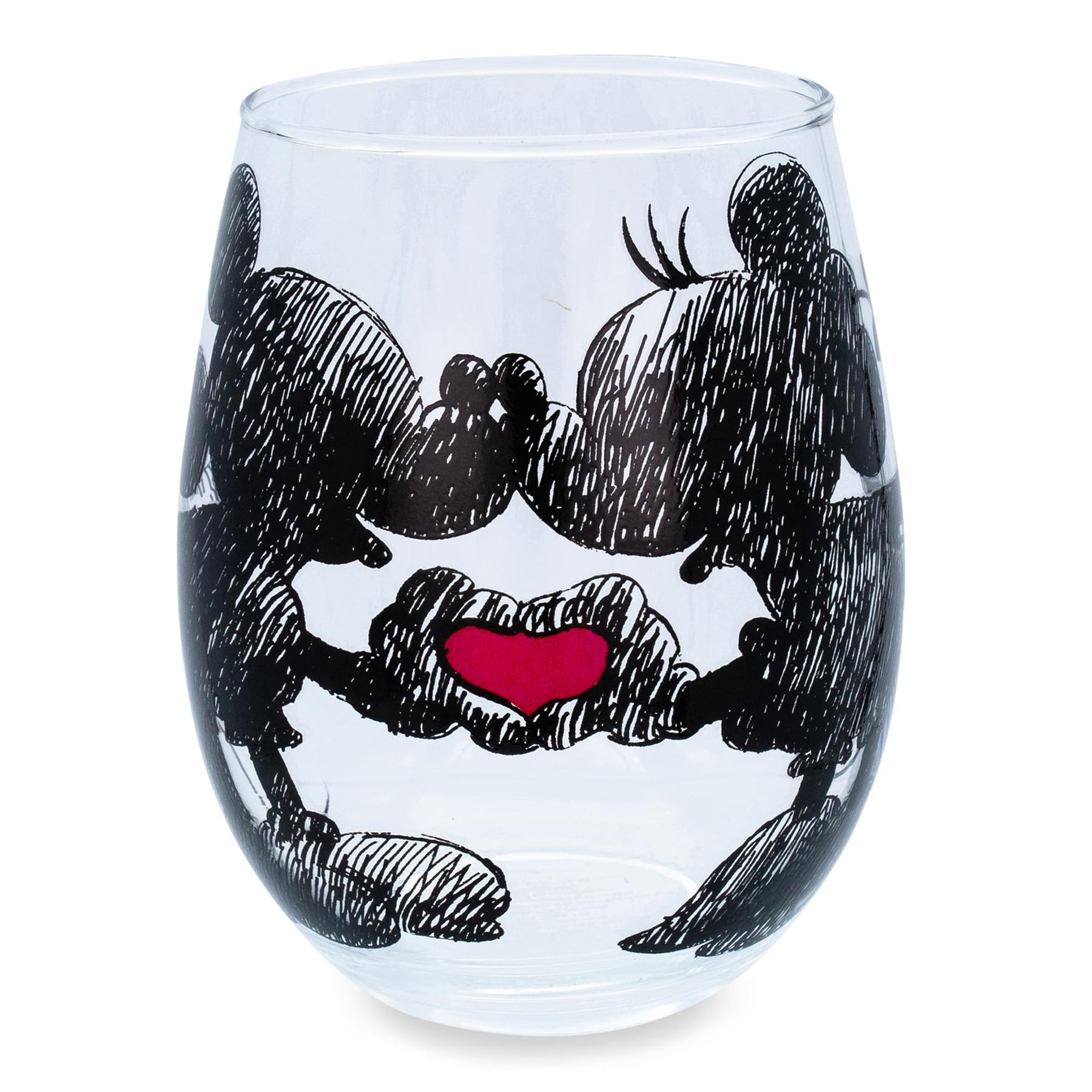 Disney Mickey and Minnie Mouse Teardrop Stemless Wine Glass | Holds 20 Ounces