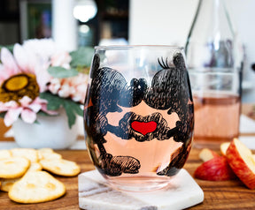 Disney Mickey and Minnie Mouse Teardrop Stemless Wine Glass | Holds 20 Ounces