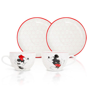 Disney Mickey and Minnie Bone China Teacup and Saucer | Set of 2