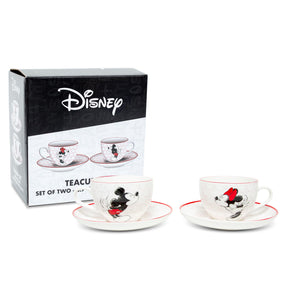Disney Mickey and Minnie Bone China Teacup and Saucer | Set of 2