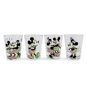Disney Mickey and Minnie Mouse Rainbow 2-Ounce Mini Shot Glasses | Set of 4