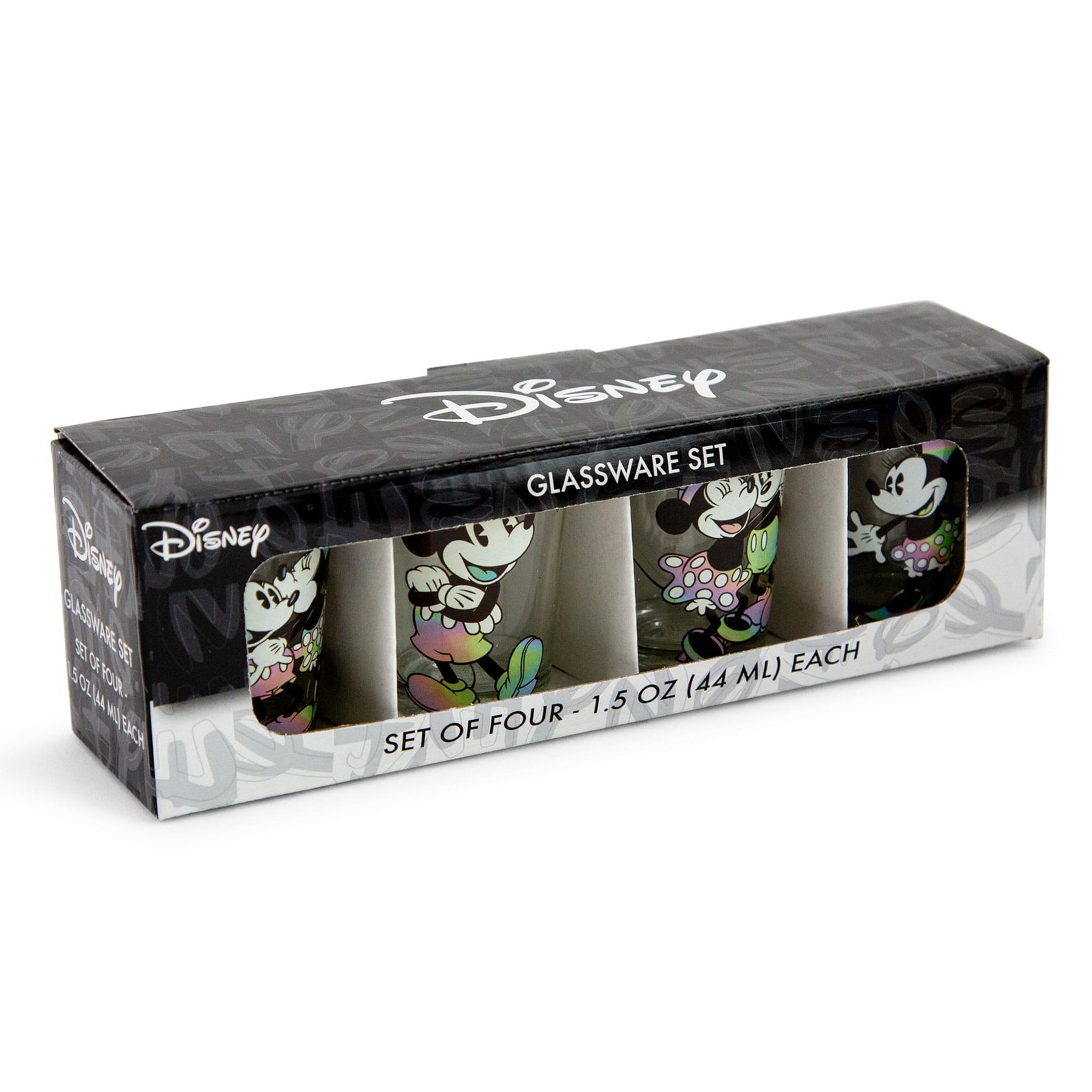 Disney Mickey and Minnie Mouse Rainbow 2-Ounce Mini Shot Glasses | Set of 4