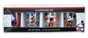 Disney Mickey Mouse Vintage Logos 4 Piece Mini Glass Set
