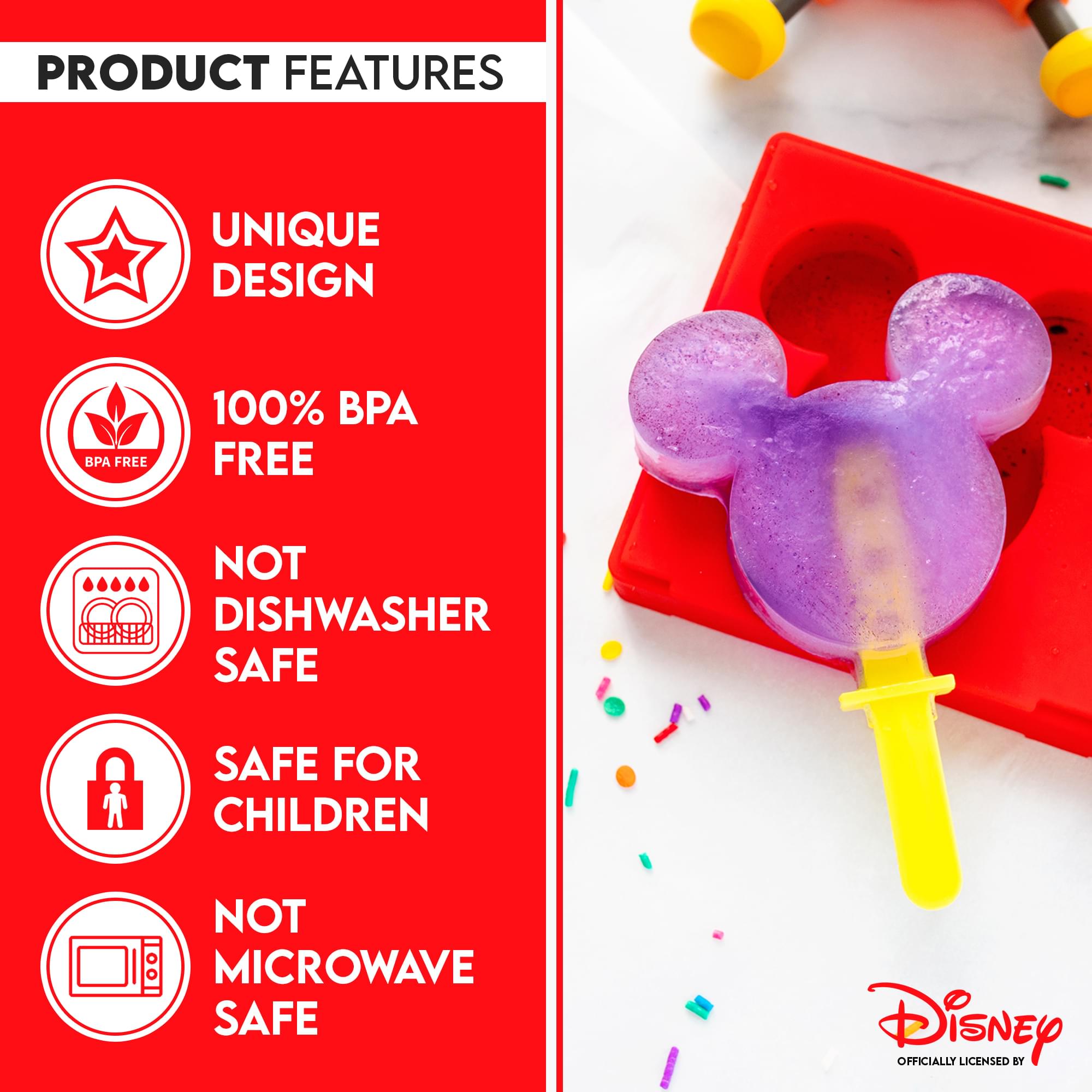 Disney Mickey Mouse 2-Piece Silicone Popsicle Mold Maker Set