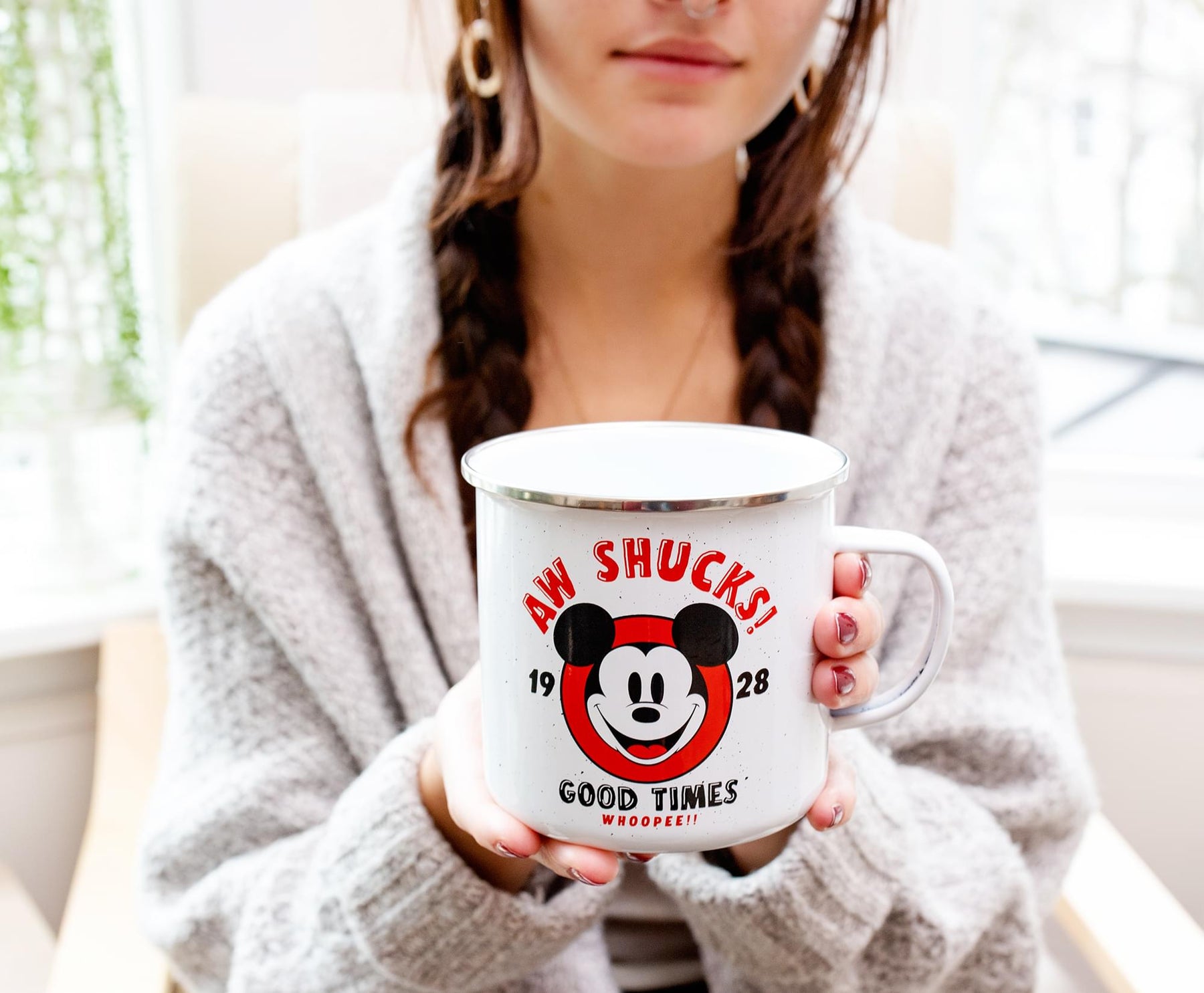 Disney Mickey Mouse "Aw Shucks" Ceramic Camper Mug | Holds 20 Ounces