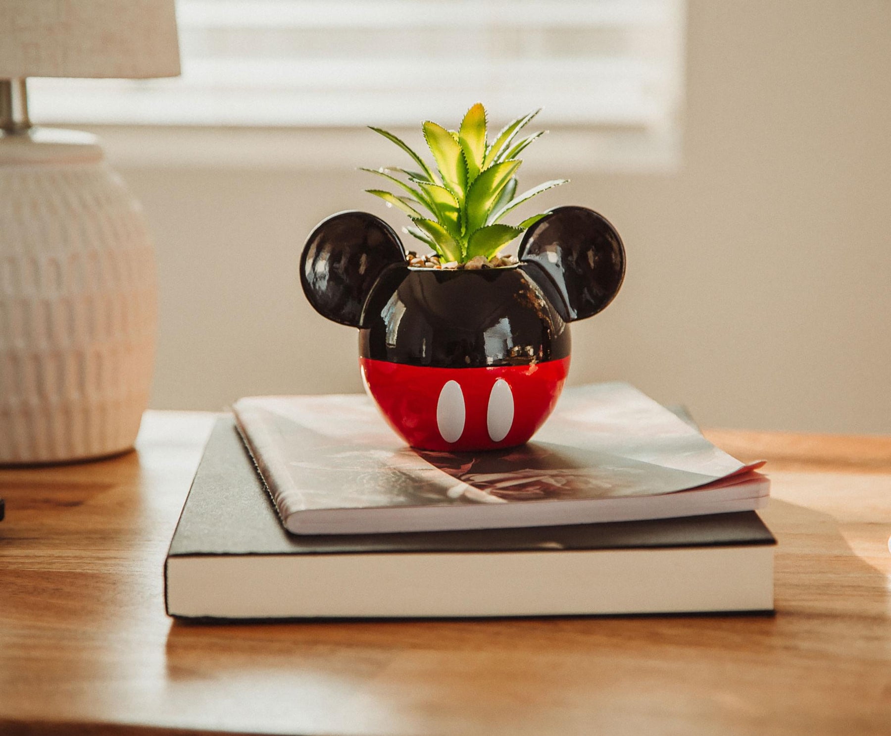 Disney Mickey Mouse 3-Inch Ceramic Mini Planter with Artificial Succulent